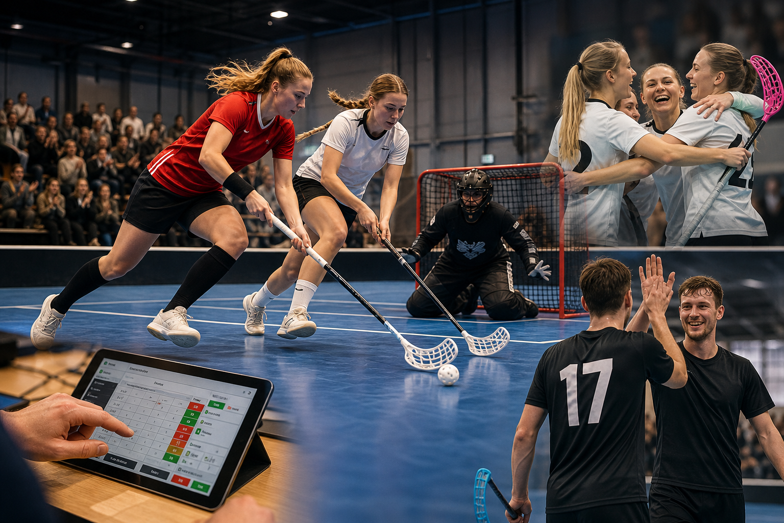 AI-genereret illustration til: Kvalifikationsstævner afgør første hold til DM i 3v3-floorball i Herning