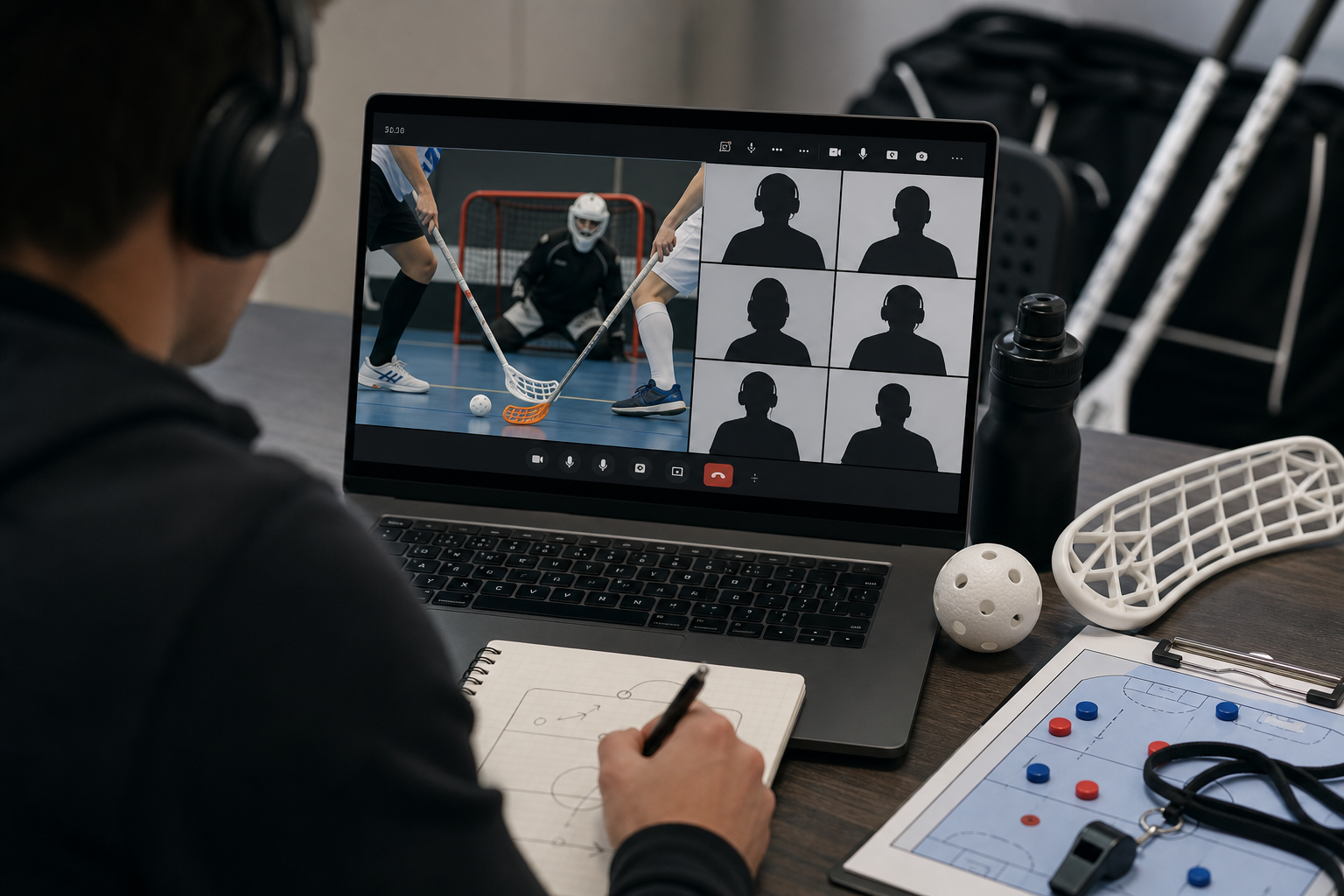 AI-genereret illustration til: Floorball Danmark åbner gratis online regelopdatering for spillere og trænere